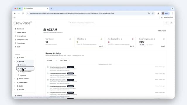 Vessel crew list overview video preview